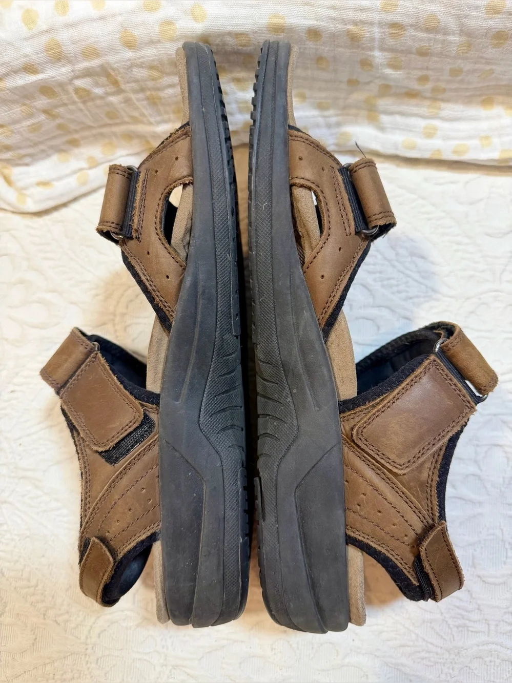 Orthofeet Men's 11.5D Adjustable Brown Leather Sport Shoe Hiking Walking Sandals
